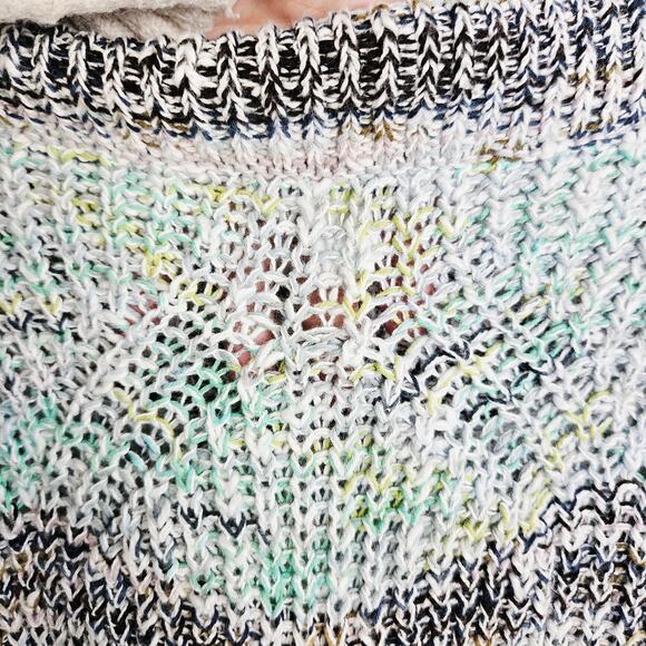 J Jill Marled Open Knit Tunic Sweater Size XL Cotton Blue Green Boho Winter Cozy - Picture 8 of 14